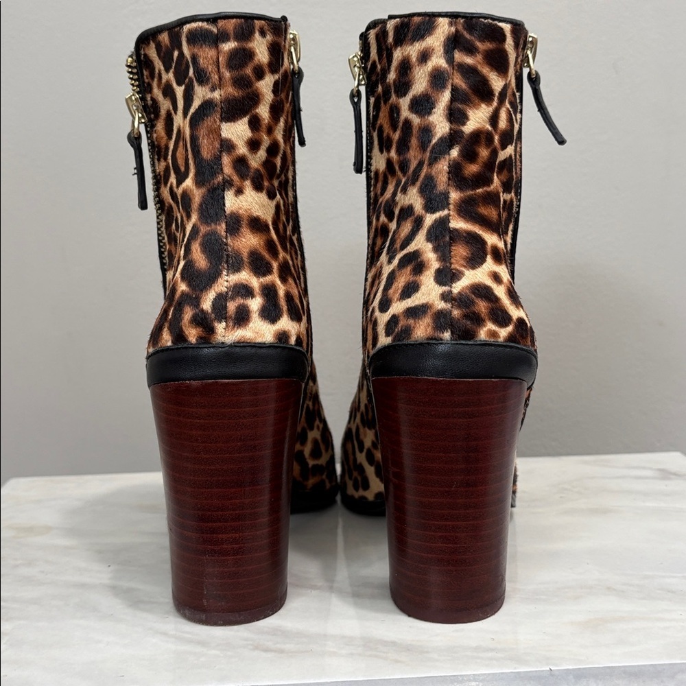 Katherine Kelly Calf Hair Leopard Print Ankle Boots Size 7.5 - Picture 8 of 13